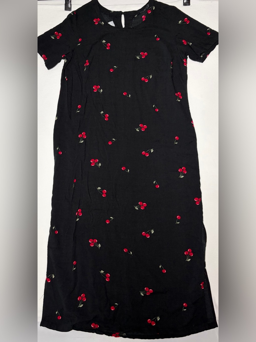 Vtg Blair Short Sleeve Midi Dress Women's Med Playful Cherry Print Cottagecore